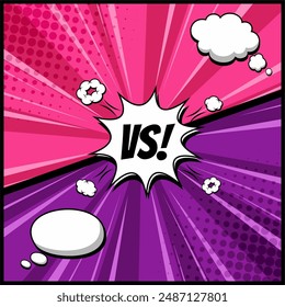 Versus VS, fight background comic, speech bubbles , doodle art, Vector illustration