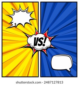 Versus VS, fight background comic, speech bubbles , doodle art, Vector illustration