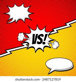 Versus VS, fight background comic, speech bubbles , doodle art, Vector illustration