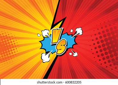 Versus. Vs. Fight Backgrounds Comics Style Design. Vector Illustration.