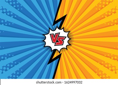Versus. vs. fight backgrounds in flat comics style design with halftone, Vector illustration.