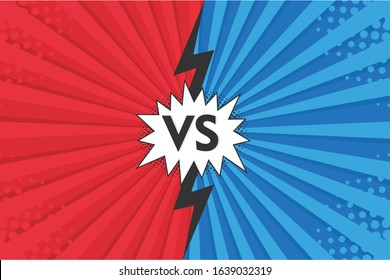 Versus. vs. fight backgrounds in flat comics style design with halftone, Vector illustration.