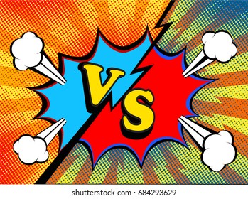 Versus vs. Fight backgrounds pop art retro comic style design. Vector illustration.