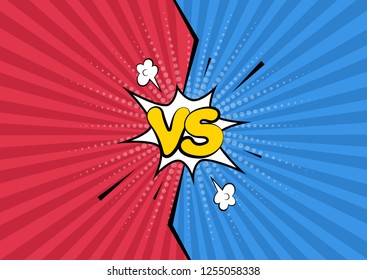Versus. vs. 
Fight backgrounds.
Red and blue rays background.
Vector illustration in comic style.