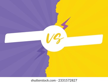 Versus vs fight screen background. Vs battle headline with a lightning bolt. Competitions between contestants, fighters or teams