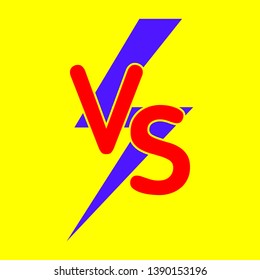 Versus VS letters with blue lightning fight background. Versus screen design.