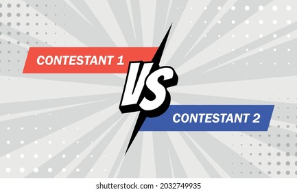 Versus VS letters contestant fight backgrounds in flat comics style design with halftone, lightning. Vector illustration