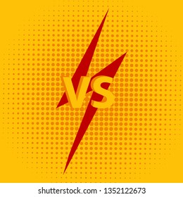 Versus VS letters fight background in flat comics style design with halftone