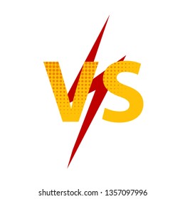 Versus VS letters fight background in flat comics style design with halftone