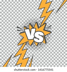 Versus VS letters fight background in flat comics style design with halftone, vector illustration
