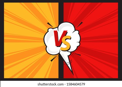 Versus VS letters fight background in comics style with speech bubble. Red and yellow frames with energy effect. Vector