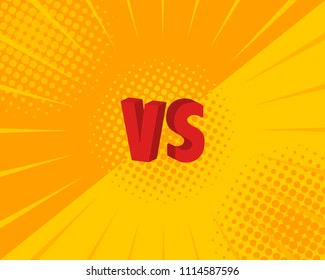 Versus VS letters fight backgrounds in flat comics style design. Vector illustration.