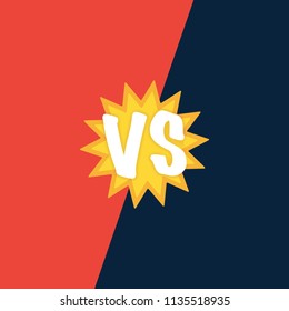 Versus VS letters fight backgrounds in flat comics style design with halftone. Vector stock illustration.