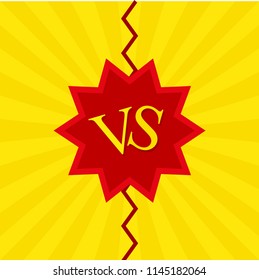 Versus VS letters fight backgrounds, in flat comics style design. Vector illustration