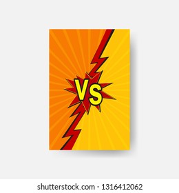 Versus VS letters fight backgrounds in flat comics style design with halftone, lightning. Vector illustration