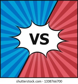 Versus VS letters fight backgrounds in flat comics style design with halftone, lightning. Vector illustration.