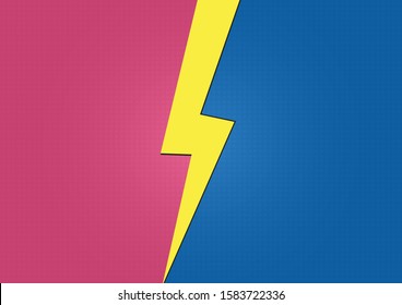 Versus VS letters fight backgrounds in flat comics style desig. N with halftone, lightning, round circle frames. Vector illustration