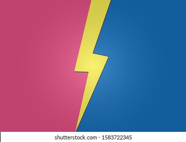 Versus VS letters fight backgrounds in flat comics style desig. N with halftone, lightning, round circle frames. Vector illustration