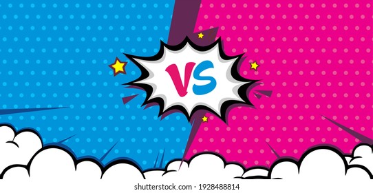 Versus VS letters fight backgrounds in flat comics style design with halftone, lightning. Vector illustration