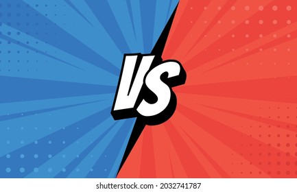 Versus VS letters fight backgrounds in flat comics style design with halftone, lightning. Vector illustration