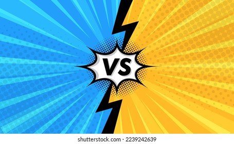 versus vs letters fight backgrounds comics style design with halftone lightning vector illustration