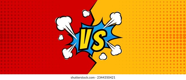Versus VS letters fight backgrounds in flat comics style design with halftone.