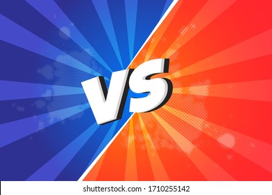 Versus VS letters fight Vector illustration on backgrounds in flat comics style design with halftone