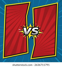 Versus VS letters fight yellow speech bubble vector, Versus VS letters fight backgrounds in flat comics style design with shape glass concept and halftone rays effect, vector illustration