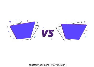 Versus. VS  letters with geometric frames isolated on white background. Element for graphic design - banner, ad, poster, flyer, tag, coupon, invitation card. Vector illustration.