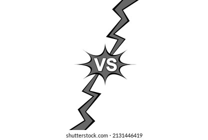 Versus VS letters Isolated on white  backgrounds in flat comics style design , lightning. Vector illustration