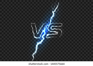 Versus VS light logo battle headline template with sparkling lightning background template isolated vector illustration on transparent background