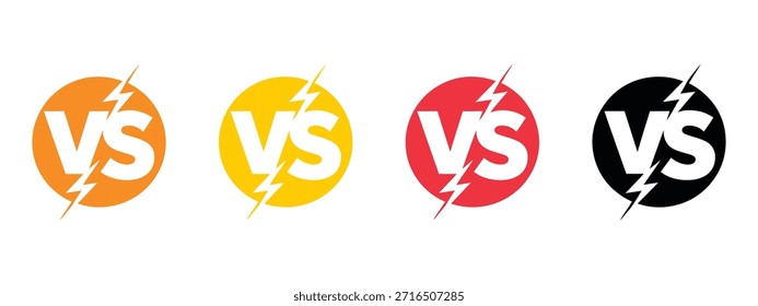 Versus (vs) Blitzsymbole in mehreren Farben