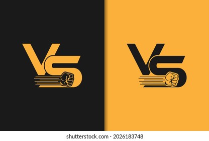 Versus Vs Logo Design with Fist Hand Combination.