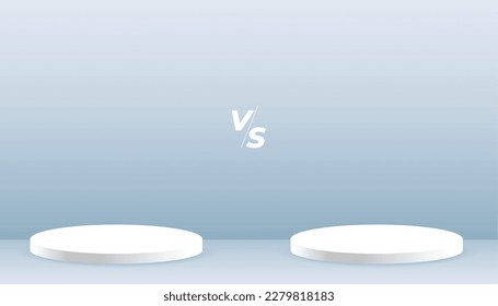 versus vs product comparison banner with 3d podium platform vector 