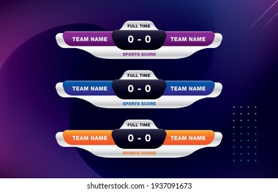 Versus VS scoreboard championship broadcast banner with modern sports background vector