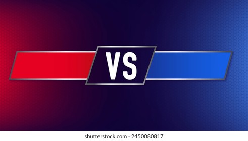 Versus VS scoreboard letters fight dark red and blue contestant in realistic style design with halftone. Sport battle template, team concept. Vector illustration