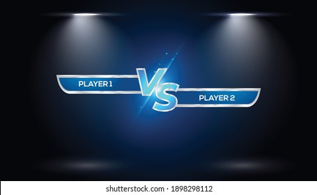 Versus VS screen banner for battle or comparison vector with spotlights background