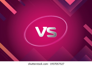 Versus VS screen banner for battle or comparison vector with neon spotlights Purple background