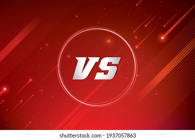 Versus VS screen banner for battle or comparison vector with neon spotlights Red background