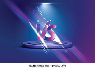 Versus VS screen banner for battle or comparison vector with Purple Sports Glow Light background