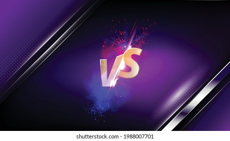 Versus VS screen banner for battle or comparison vector with Purple Sports background