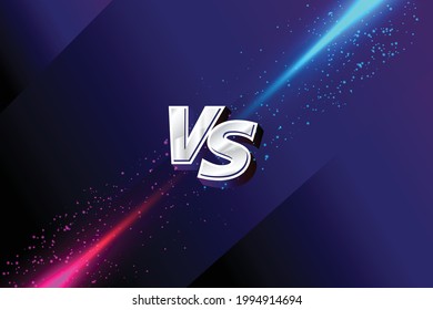 Versus VS screen banner for battle or comparison vector with Purple and blue light sparkle Sports abstract background