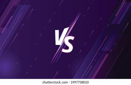 Versus VS screen banner for battle or comparison vector with Purple and blue light sparkle Sports background