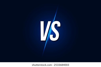 Versus vs Screen Banner für Kampf oder Vergleich Versus blau glühenden 3D-Vektortext für Spiele und Gegner. Team A gegen Team B Gaming UI Design. visueller Blitz VS