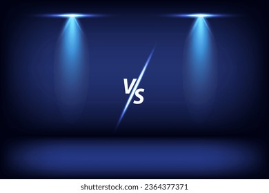 versus vs screen with two Bright lighting with spotlights.spotlight shines on the stage.
