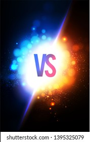 Versus. VS sign on Power Light Blue and Gold Background. Sport and Explosion. Bokeh Effect.