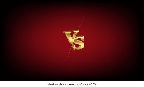 Versus VS Zeichen 3D Gold Farbe, Spiel oder Sport Konfrontation Symbole auf dunkelrotem Hintergrund mit leuchtenden Funkeln. Kampfkunst Kampf, Kampf, Kampf Wettbewerb Herausforderung, 3D-Vektordesign