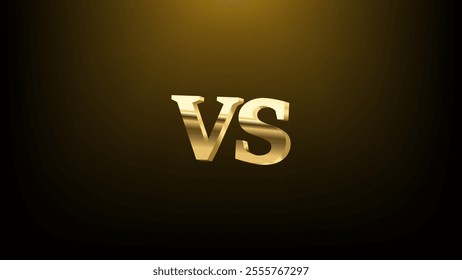 Versus VS signs 3d gold color, game or sport confrontation symbols on dark background with glowing sparkles. Martial arts combat, fight, battle competition challenge, 3d vector design