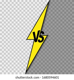 Versus VS yellow lightning symbol template. Transparent background. Vector illustration.