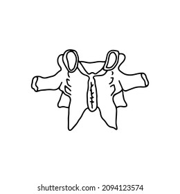 The vertebrae of the human spine. Drawn by lines on white background. Vector Stock illustration.